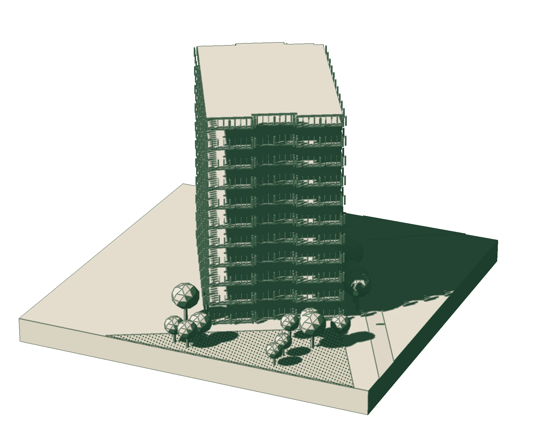 A tall building drawn storey by storey